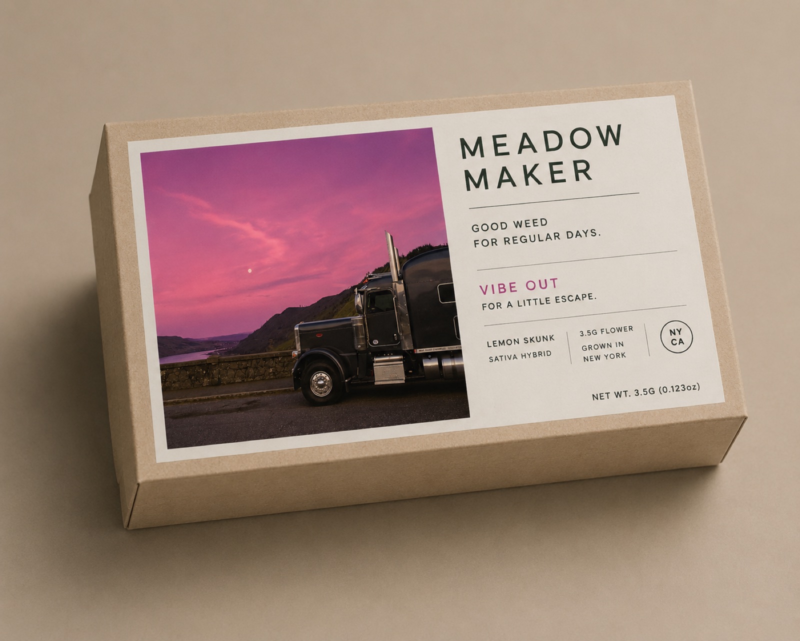 Meadow Maker box — truck at dusk